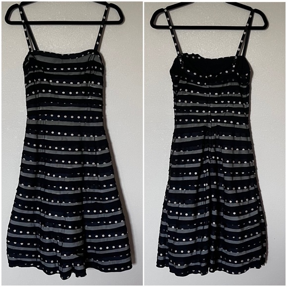 BCBGMaxAzria Silk Tiered Retro Tulle Crinoline Polka Dot Cocktail Dress Y2K - Picture 4 of 12